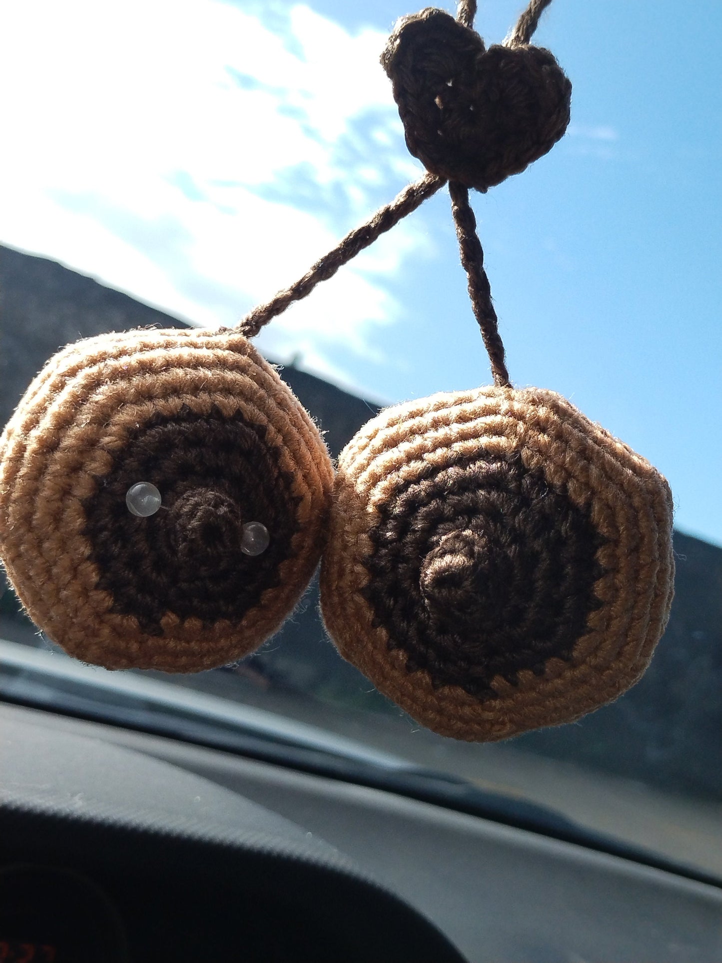Crochet Breast Pair Car Charm Pattern