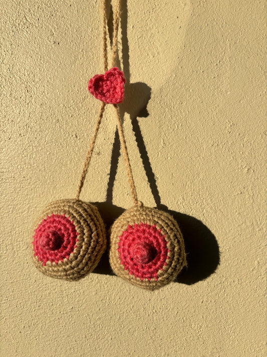 Crochet Breast Pair Car Charm Pattern