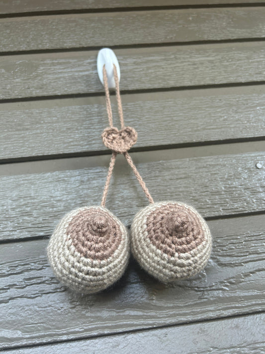 Crochet Breast Pair Car Charm Pattern